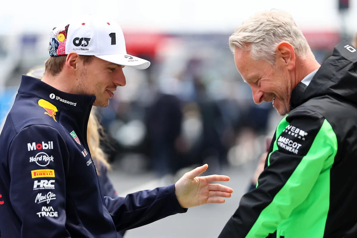 SUZUKA, JAPAN - APRIL 06: Max Verstappen of the Netherlands and Oracle Red Bull Racing with Jonathan Wheatley, Team Principal of Stake F1 Team Kick Sauber prior to the F1 Grand Prix of Japan at Suzuka Circuit on April 06, 2025 in Suzuka, Japan. (Photo by Andy Hone/LAT Images)